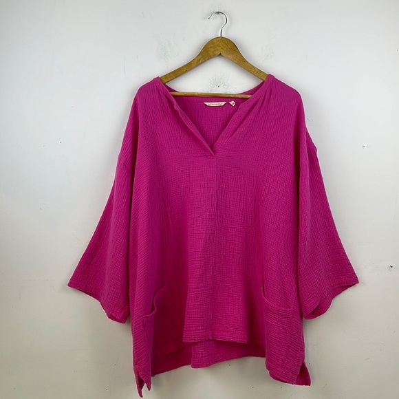 Soft Surroundings Cotton Gauze Tunic Top Size 3X Pink - Picture 2 of 7